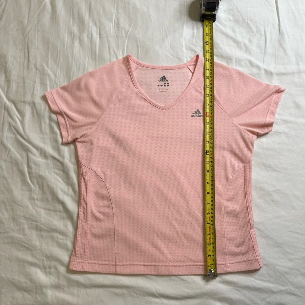 Adidas Pink V-Neck Performance Active Top Moisture-Wicking Gym Tee Medium - Picture 7 of 9